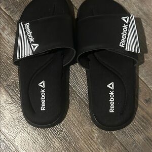Reebok Black and White Slide Sandals